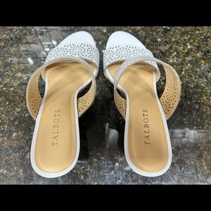 Talbots White Leather Detailed Heels. New